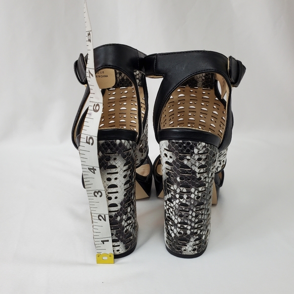 Calvin Klein VALLIN Faux Snake Skin Open Toe Block Heels - Picture 6 of 10